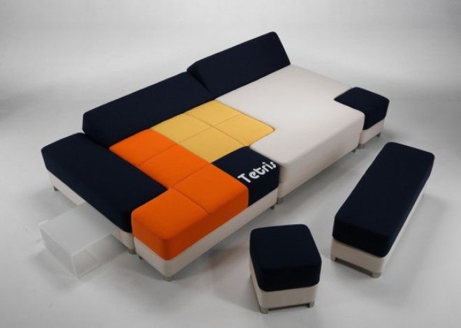 Tetris couch: диван-тетрис из разноцветных пуфиков и кушеток Tetris couch дивантетрис из разноцветных пуфиков и кушеток