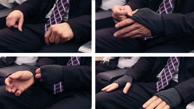 На первый взгляд, эта чудо-одежда ничуть не отличается от обычной. Но под поверхностью спрятан десяток интересных находок, призванных устроить хозяину комфорт в любых условиях. Холодно? Вытяните вшитые в рукава перчатки. Болит шея? Нажмите кнопку и скрытый клапан надует специальную подушку за пару секунд. Хотите пить? В куртку встроен специальный резервуар для напитков!