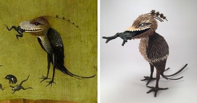 Художник делает фигурки персонажей Босха из папьемаше